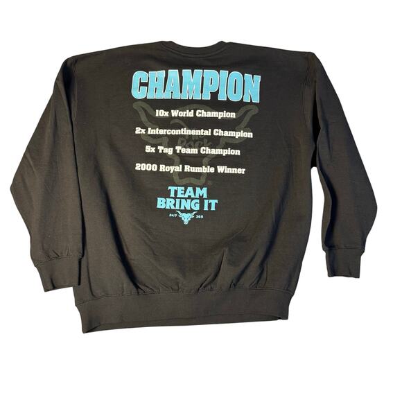 The Rock Decorated Champion Team Bring‎ It WWE Crewneck L Large - Picture 2 of 4